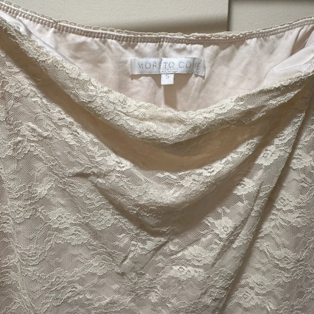 More to Come Cream Asymmetrical Lace Skirt - Picture 2 of 3